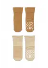 Omarı Çemberli Kaymaz Soket Çorap Seti (2 Adet) - Bej Hardal