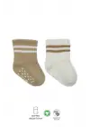 Omarı Çemberli Kaymaz Soket Çorap Seti - Bej-Ekru