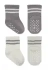 Omarı Çemberli Kaymaz Soket Çorap Seti - Gri ve Ekru Renkler
