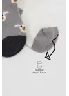 Omarı Sevimli Köpek Desenli Penye Çorap Seti - Gri