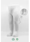 Omarı Tekli Ekose Kabartma Penye Külotlu Çorap - Beyaz