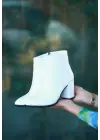 Biya Beyaz Cilt Topuklu Bot