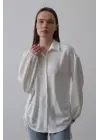 Biye Detaylı Ayrobin Gömlek - Beyaz