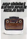 Bluetooth Hoparlör Ahşap Renk Vintage Işıklı Nostaljik Radyo Fm Ahşap Görünümlü