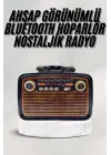 Bluetooth Hoparlör Ahşap Renk Vintage Işıklı Nostaljik Radyo Fm Ahşap Görünümlü