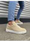 Omarı Cool Bağcıklı Süet Erkek Günlük Ayakkabı - Krem