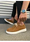 Modern Bağcıklı Süet Erkek Spor Ayakkabı - Taba