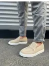 Omarı Yumuşak Süet Erkek Günlük Slip-on Ayakkabı - Krem