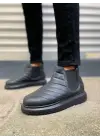 BN205 Boston Bağcıksız Rahat tabanlı ayakkabı Tabaan Cilt Erkek Spor Bot CGünlük Şık - Siyah