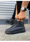 BN206 Ottawa Bağcıklı Rahat tabanlı ayakkabı Tabaan Cilt Erkek Spor Bot CGünlük Şık - Siyah