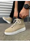 BN206 Ottawa Bağcıklı Rahat tabanlı ayakkabı Tabaan Süet Erkek Spor Bot SBT - Krem