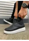 BN207 Oslo Bağcıklı Rahat tabanlı ayakkabı Tabaan Cilt Erkek Spor Bot CBT - Siyah