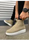 BN207 Oslo Bağcıklı Rahat tabanlı ayakkabı Tabaan Süet Erkek Spor Bot SBT - Krem
