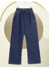 Omarı Rahat Kullanımlı Bol Paça Kot Pantolon - İndigo