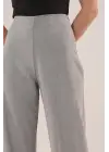 Bol Paça Yandan Fermuarlı Gri Kumaş Pantolon