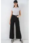 Bol Paça Yüksek Bel Palazzo Kot Pantolon 6656 - D. Siyah