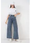 Bol Paça Yüksek Bel Palazzo Kot Pantolon 6656 - Mavi