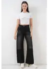 Bol Paça Yüksek Bel Palazzo Kot Pantolon 6656 - Siyah