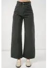 Bol Paça Yüksek Bel Palazzo Kot Pantolon 6656 - Yeşil