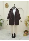 Omarı Modern Detaylı Düğme Kapama Trençkot