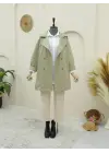 Bolero Detaylı Düğmeli Ara Boy Trençkot -Taş