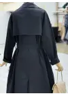 Bolero Detaylı Kemerli Araboy Trençkot -Siyah