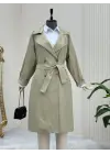 Bolero Detaylı Kemerli Araboy Trençkot -Taş