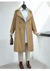 Bolero Detaylı Kemerli Araboy Trençkot -Vizon