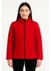 Bomber Mont Ceket – Su İtici Kumaş, Kapitone Astarlı, Fermuarlı, Kışlık - Kırmızı