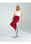 Omarı Bordo Fitilli Toparlayıcı Spor Tayt