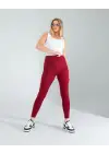 Omarı Bordo Fitilli Toparlayıcı Spor Tayt