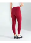 Omarı Bordo Fitilli Toparlayıcı Spor Tayt