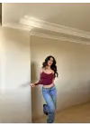 Omarı Bordo Askılı İnce Bluz Modeli