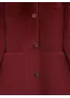 Boydan Düğmeli Cepli Kaban  -Bordo
