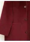 Boydan Düğmeli Cepli Kaban  -Bordo