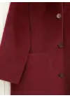 Boydan Düğmeli Cepli Kaban  -Bordo