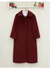 Boydan Düğmeli Cepli Kaban  -Bordo