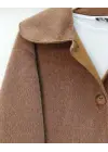 Boydan Düğmeli Cepli Kaban    -Taba