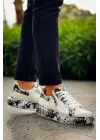 Trend Beyaz Siyah Bağcıklı Erkek Ayakkabı