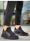 Omarı Yüksek Tabanlı Siyah Günlük Spor Ayakkabı