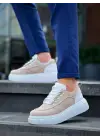 Beyaz Yüksek Taban Günlük Spor Ayakkabı