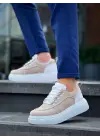 Omarı Bej Süet Beyaz Yüksek Taban Spor Ayakkabı