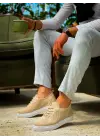 Modern Bej Triko Bağcıklı Erkek Ayakkabı