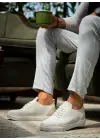 Modern Beyaz Triko Bağcıklı Erkek Ayakkabı