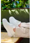 Trend Beyaz Bağcıklı Triko Erkek Ayakkabı