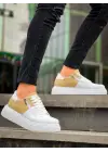 Omarı Yüksek Taban Detaylı Beyaz Günlük Spor Ayakkabı