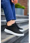 Omarı Siyah Keten Yüksek Taban Erkek Spor Ayakkabı