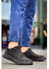 Omarı Yüksek Tabanlı Siyah Keten Erkek Spor Ayakkabı