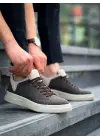 Omarı Yüksek Tabanlı Keten Bej Günlük Erkek Spor Ayakkabı