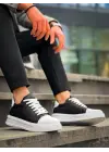 Omarı Yüksek Beyaz Tabanlı Siyah Beyaz Günlük Spor Ayakkabı